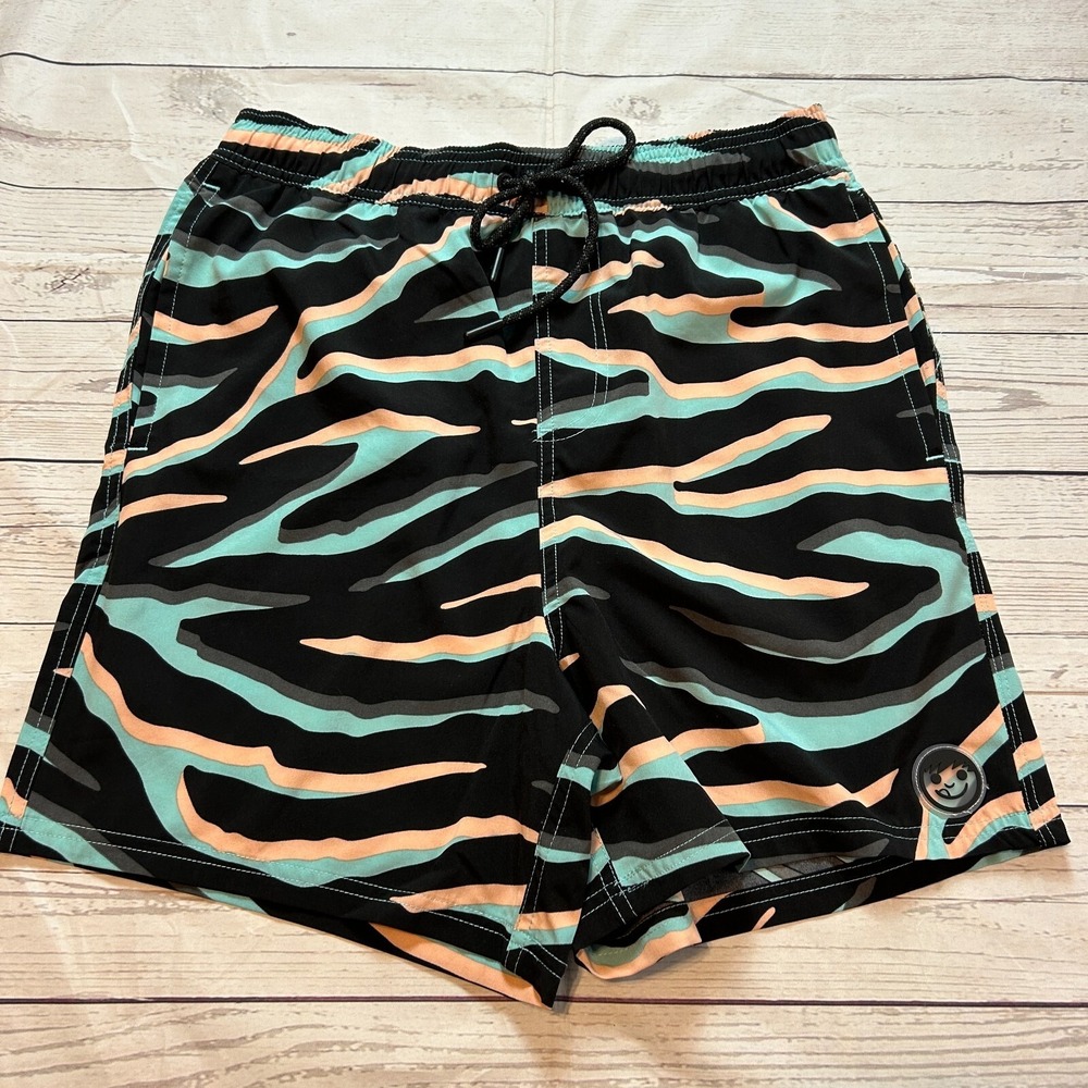 Neff Multi‎ Colored Zebra Stripes Swim Trunks Board Shorts Youth Boys Size Large